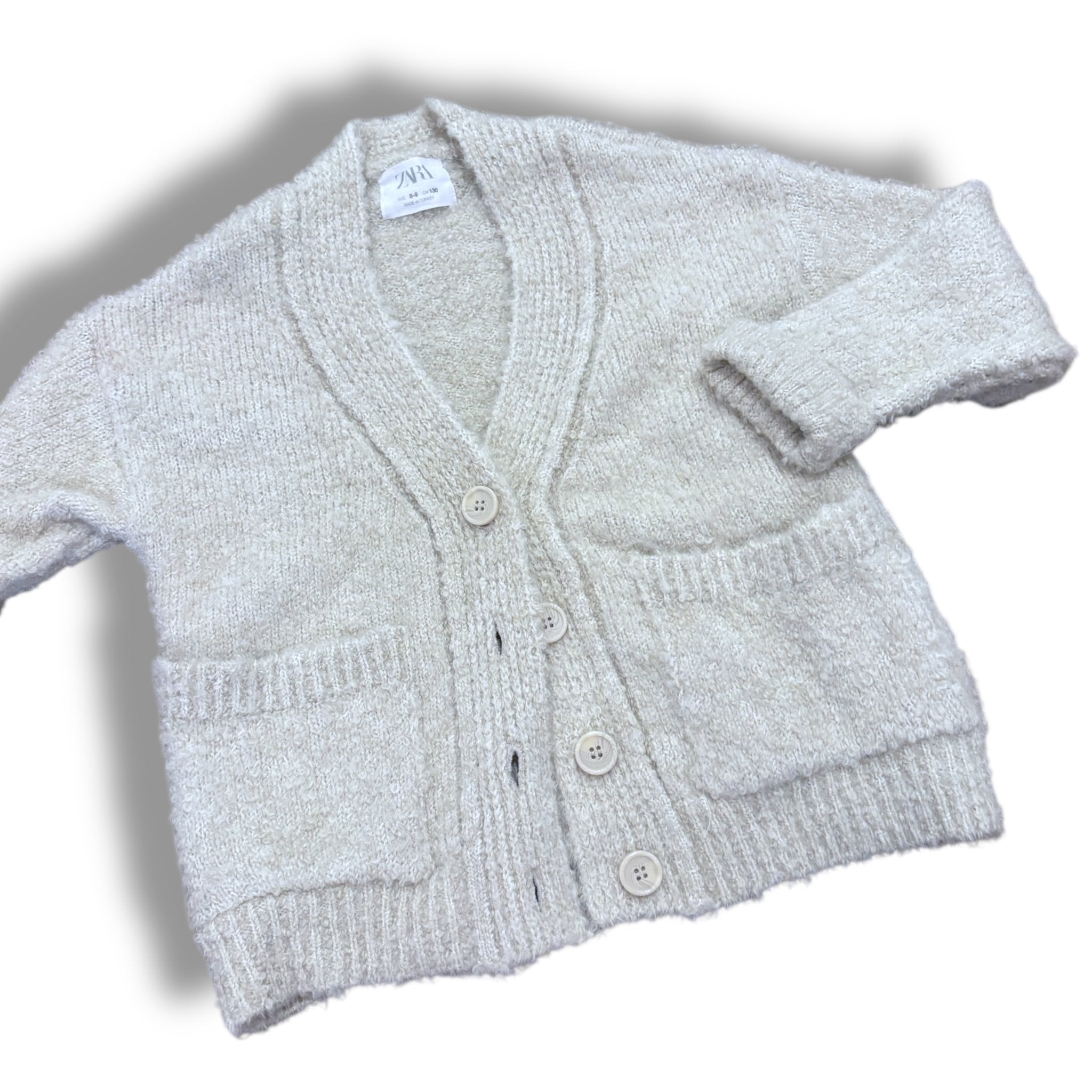 Size 8-9 Zara cream cardigan with pockets Default Title / 9-Aug / Girl