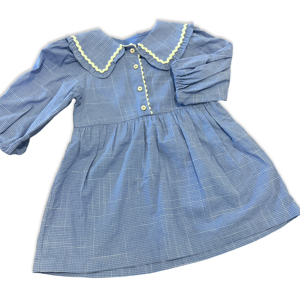 Size 3 Zara royal blue check dress, collar with white rick rack trim Default Title / 3 / Girl