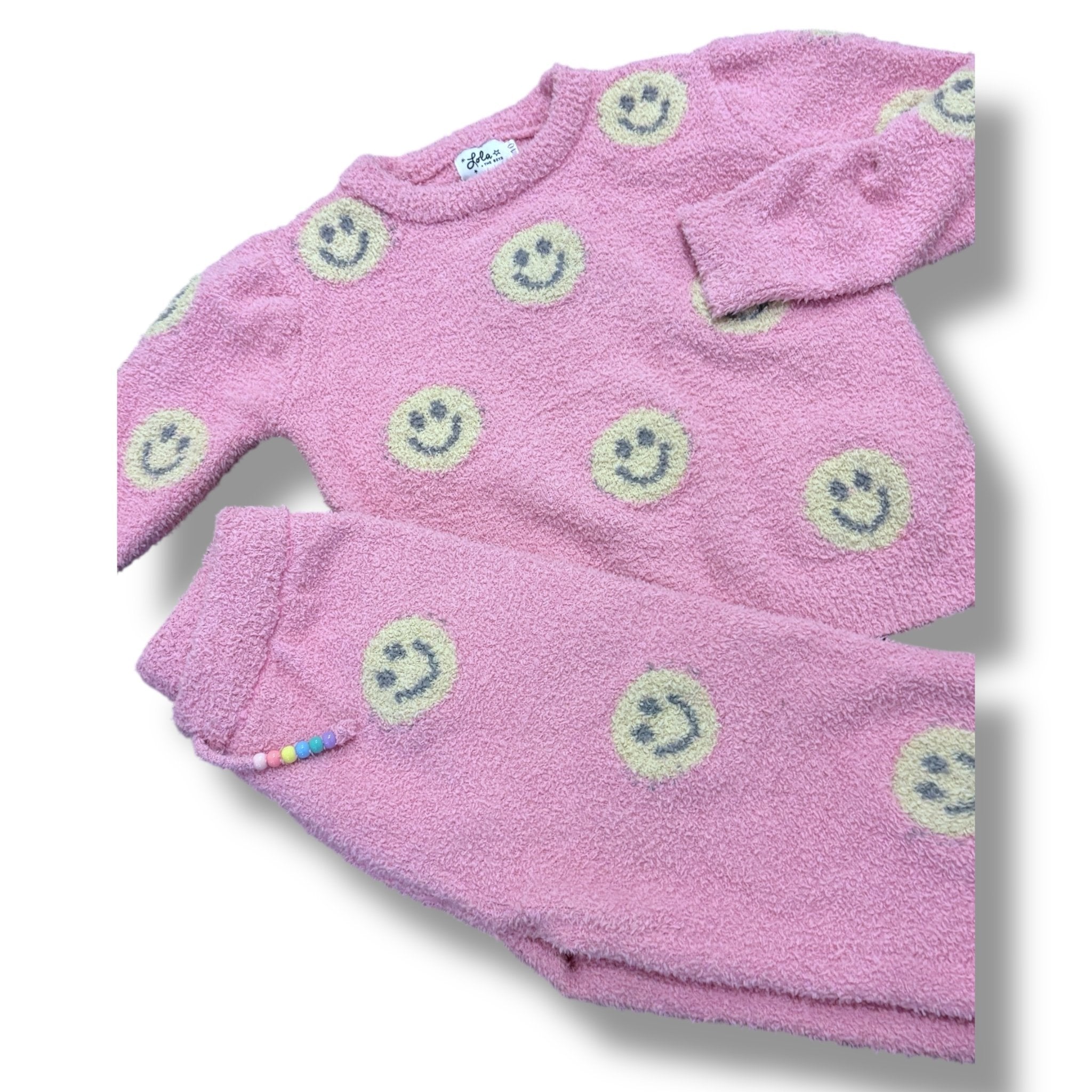 Size 10 Lola and the boys pink set, yellow smiley faces, spots on pants Default Title / 10 / Boy