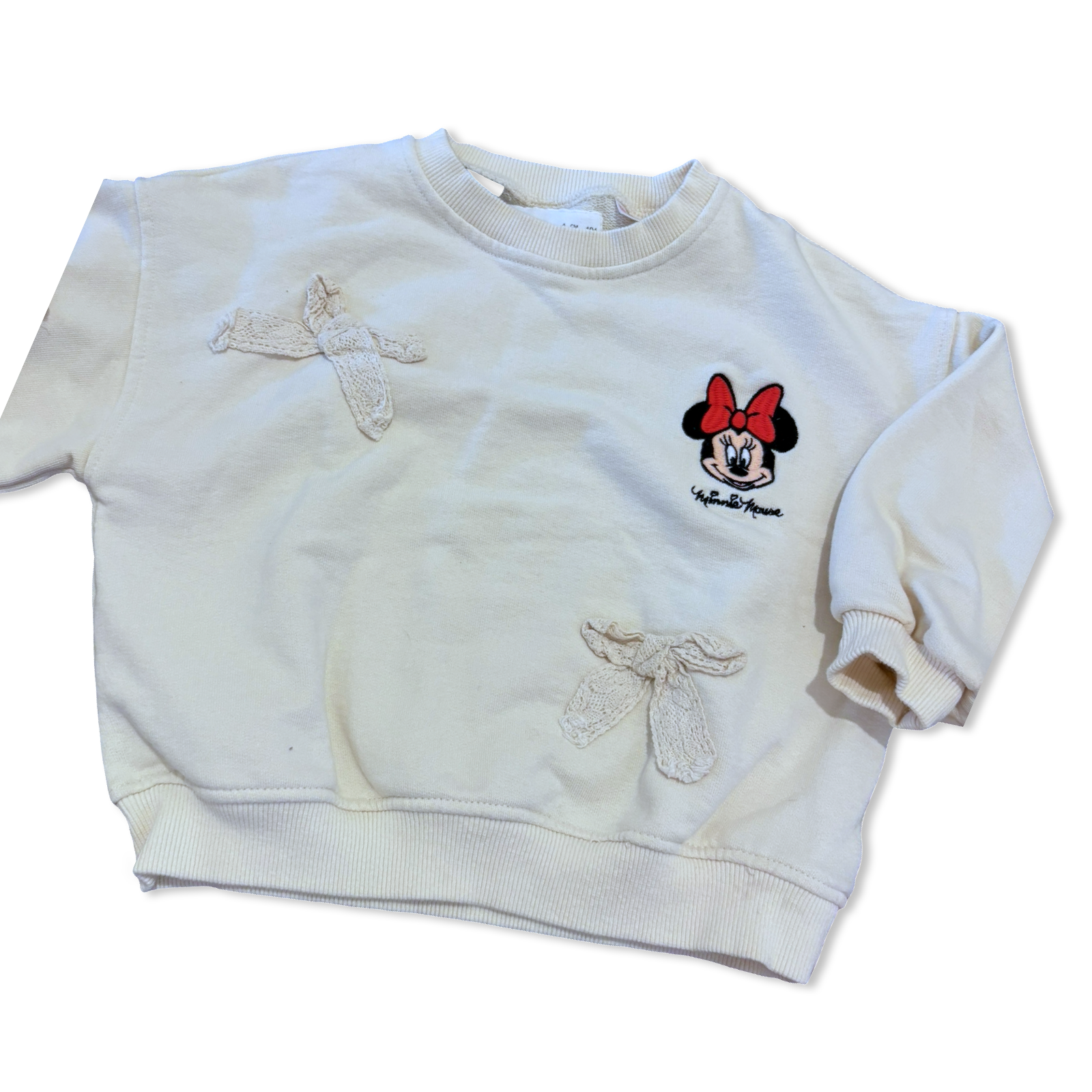 Size 4 Zara cream mini sweater shirt with bows Default Title / 4 / Girl