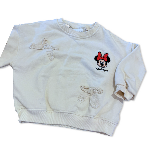 Size 4 Zara cream mini sweater shirt with bows Default Title / 4 / Girl