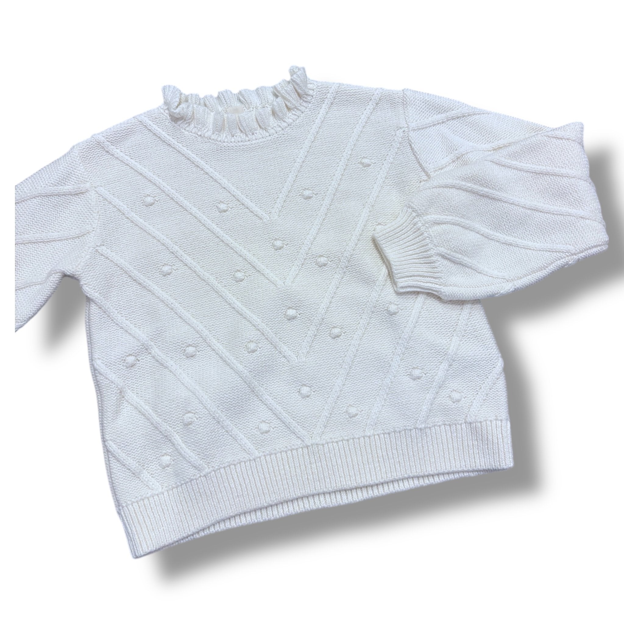 Size 8-9 Crewcuts cream sweater with poms Default Title / 9-Aug / Girl