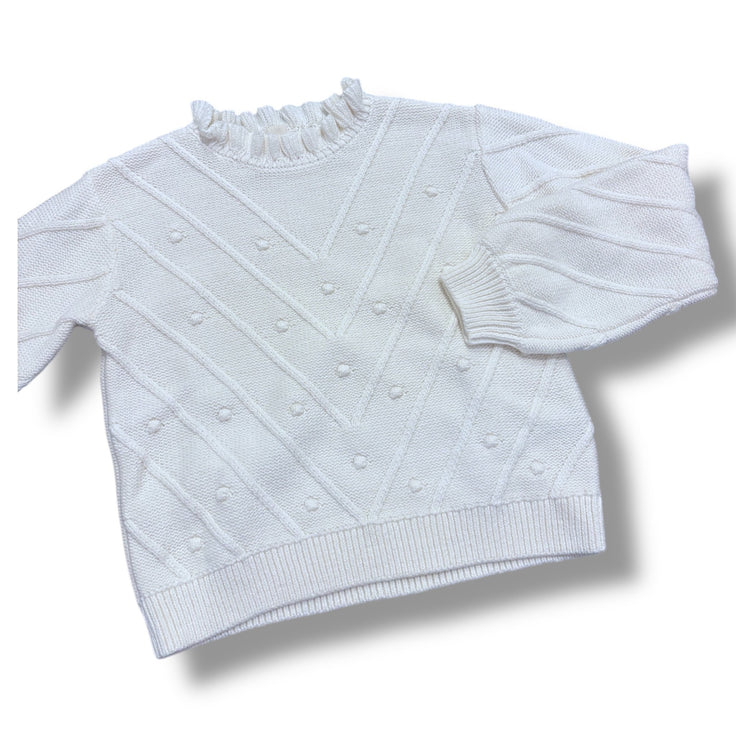 Size 8-9 Crewcuts cream sweater with poms Default Title / 9-Aug / Girl