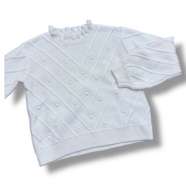 Size 8-9 Crewcuts cream sweater with poms Default Title / 9-Aug / Girl