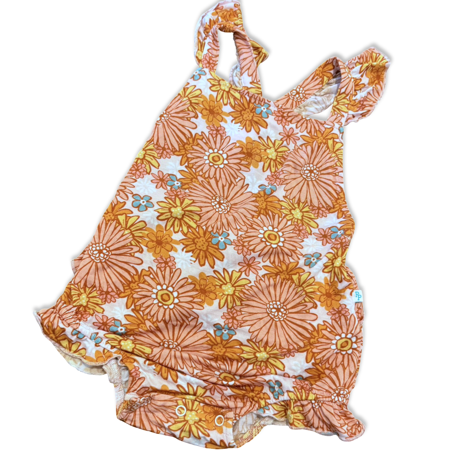 Size 18-24 month Posh peanut orange floral knit bubble Default Title / 18-24 month / Girl