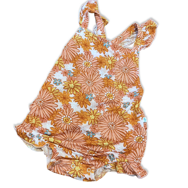 Size 18-24 month Posh peanut orange floral knit bubble Default Title / 18-24 month / Girl