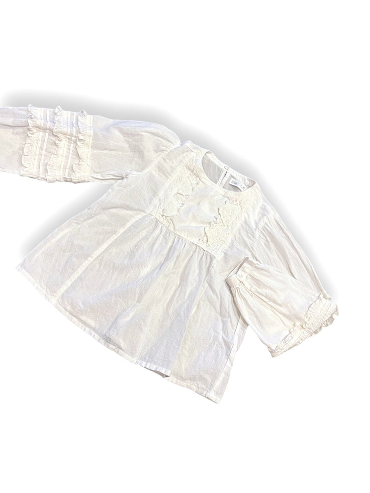 Size 9 Zara cream ruffle/lace long sleeve blouse Default Title / 9 / Girl