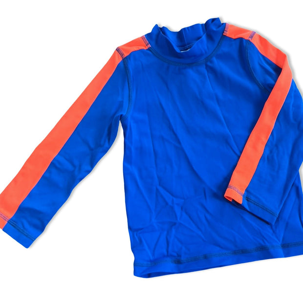 Size 3-4 Boden blue long sleeve rash guard top with orange stripe down sleeve Default Title / 4-Mar / Boy
