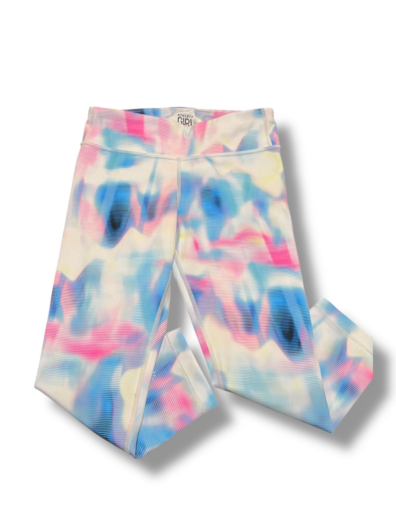 Size 8-10 Athleta Girl neon pink and blue tie dye performance material leggings Default Title / 10-Aug / Girl