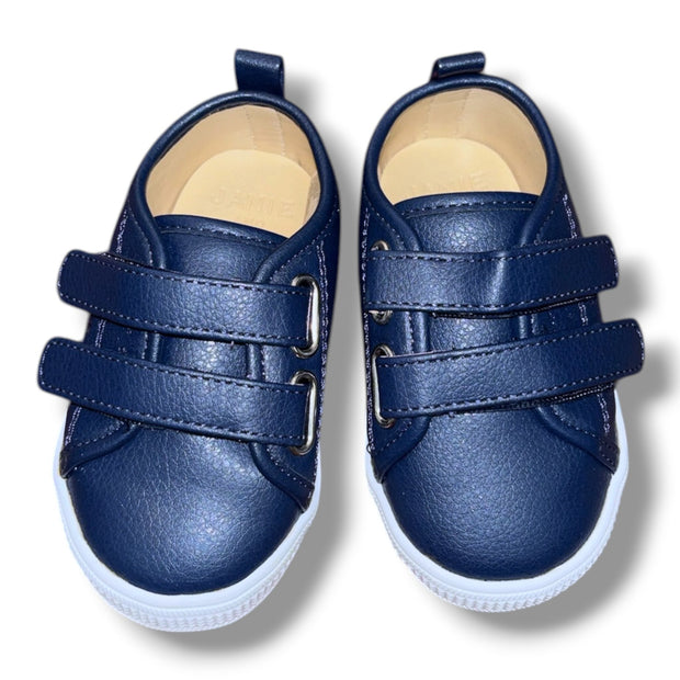Size 12-18 month Janie and Jack navy leather Velcro sneakers Default Title / 12-18 month / -