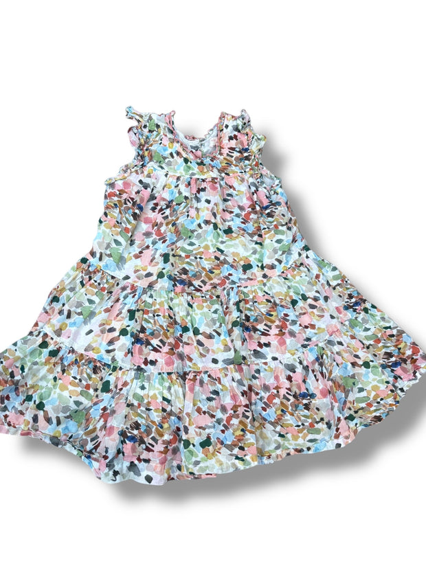 Size 4 Pink Chicken off-white tank dress w/ multicolored muted pattern Default Title / 4 / Girl