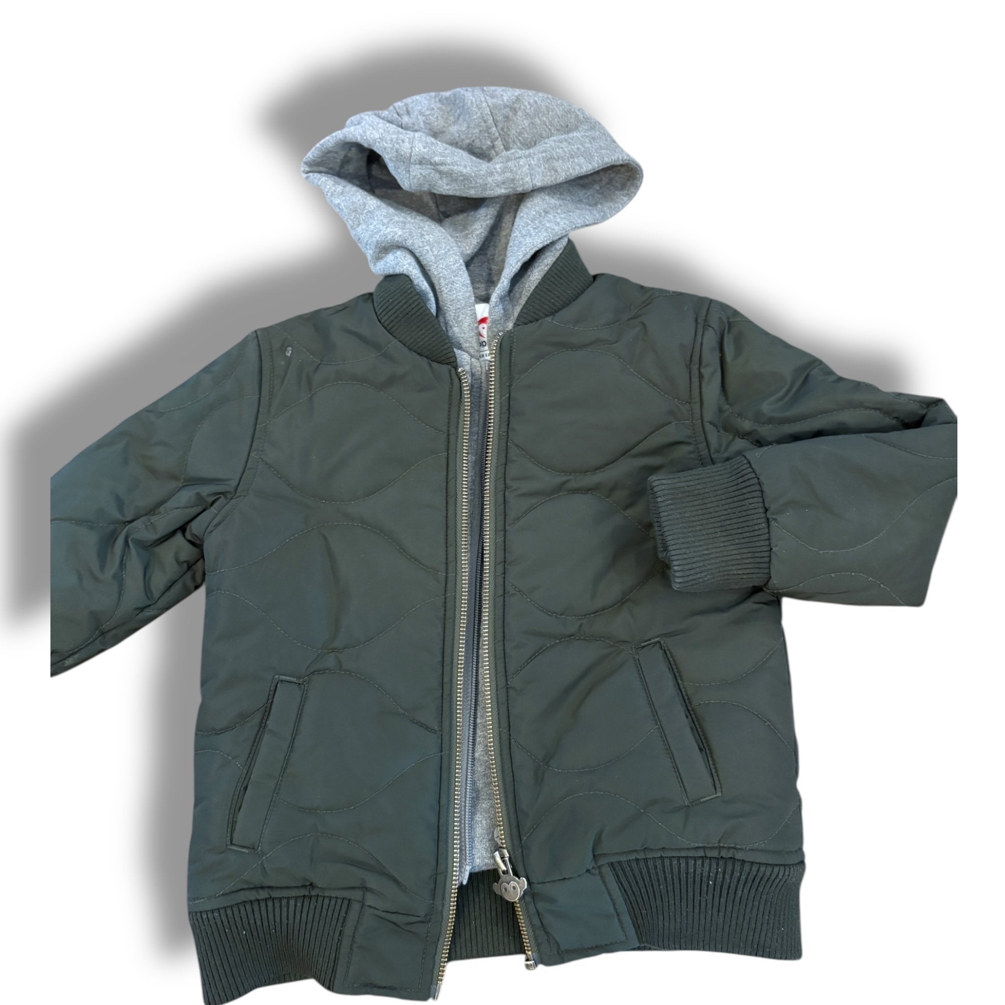 Size 5 Appaman olive bomber jacket with grey hood and lining Default Title / 5 / Boy