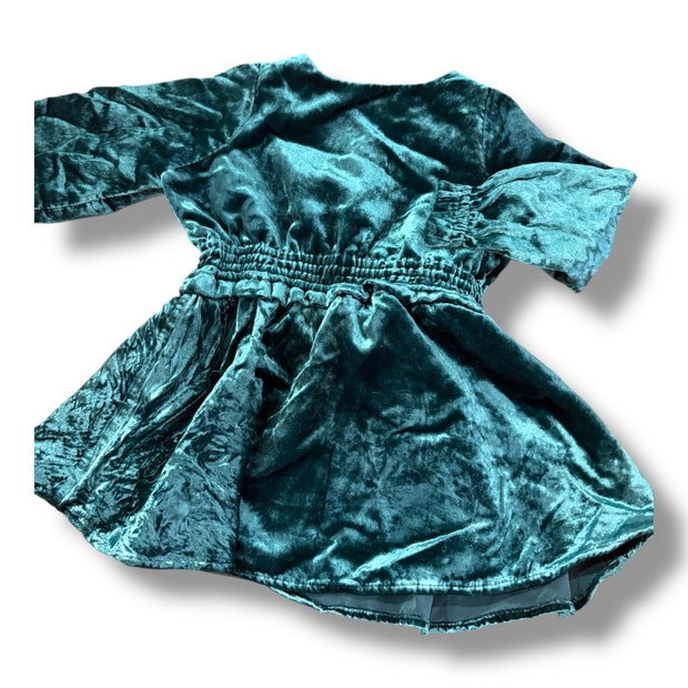 Size 2 Crewcuts green crushed velvet long sleeve dress Default Title / 2 / Girl