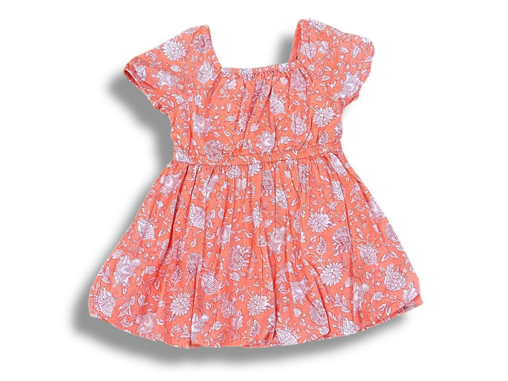 Size 3 Crewcuts coral and white floral dress with bubble hem Default Title / 3 / Girl