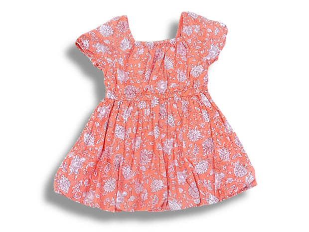Size 3 Crewcuts coral and white floral dress with bubble hem Default Title / 3 / Girl