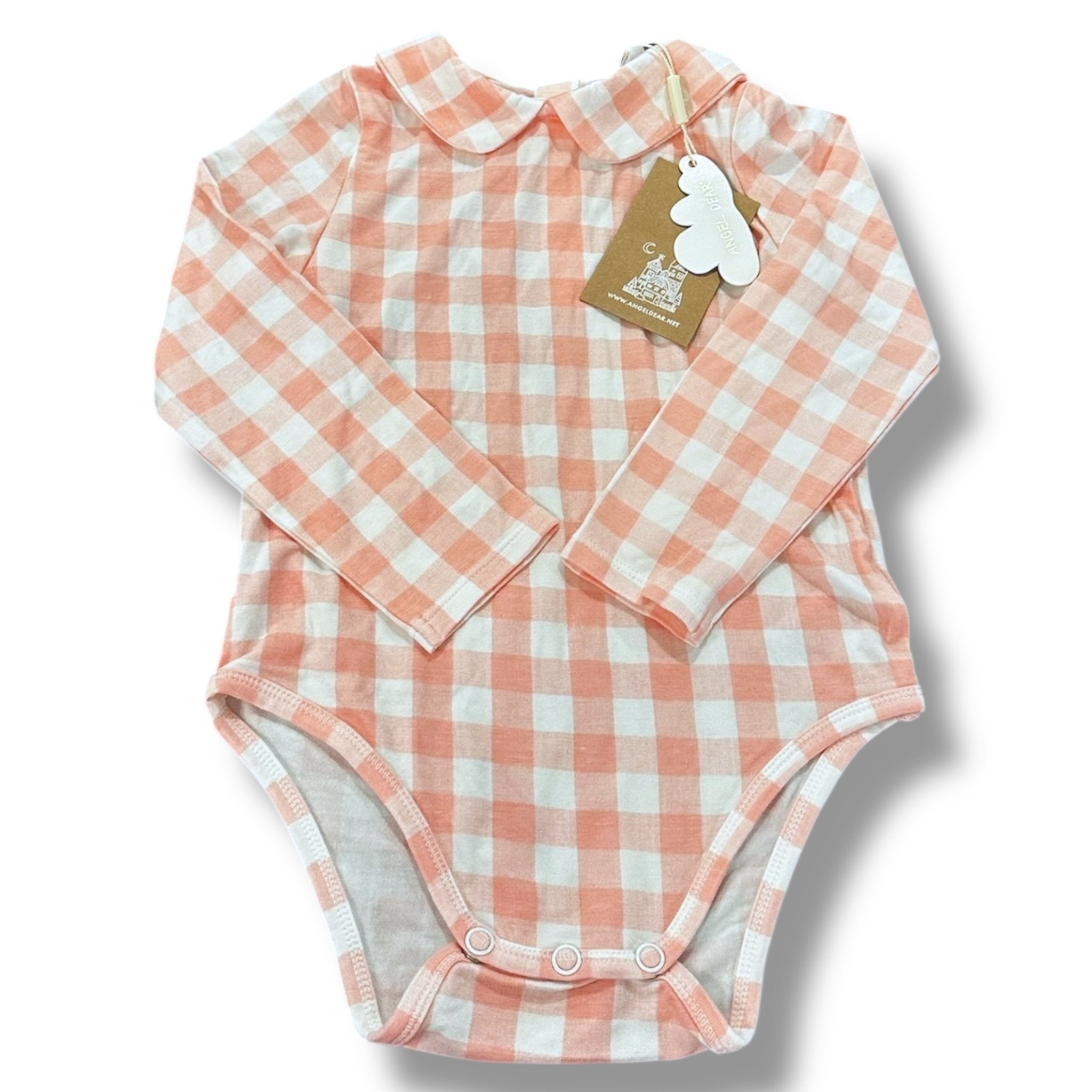 Size 18-24 month Angel dear pink/white check knit collar onesie NWT Default Title / 18-24 month / Girl