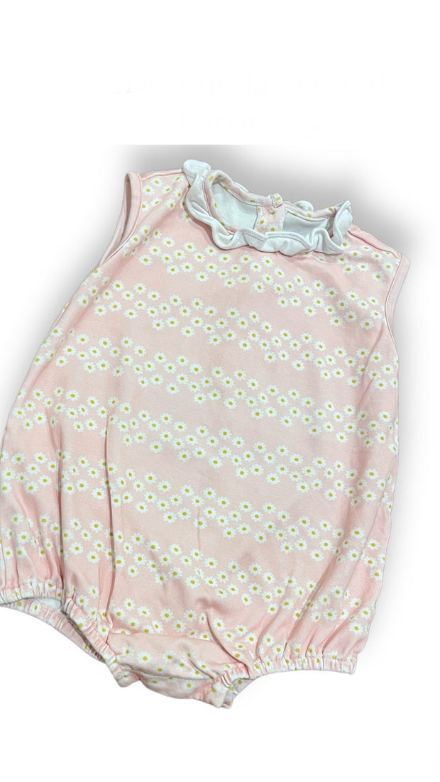 Size 24 month James and Lottie pink bubble with small white daisys and ruffle collar Default Title / 2 / Girl