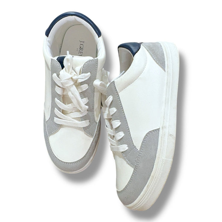 Size 5 boys Crewcuts white sneakers with grey and navy Default Title / 5 / Boy