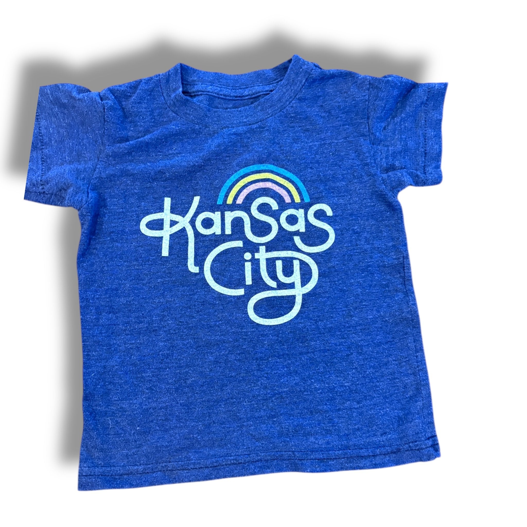 Size 2 Ampersand navy heathered tee- KC rainbow Default Title / 2 / Girl