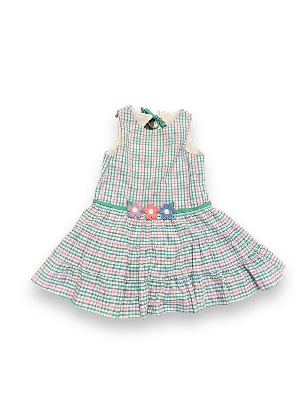 Size 4 Florence Eiseman pink/blue/green plaid dress with floral belt- NWT Default Title / 4 / Girl