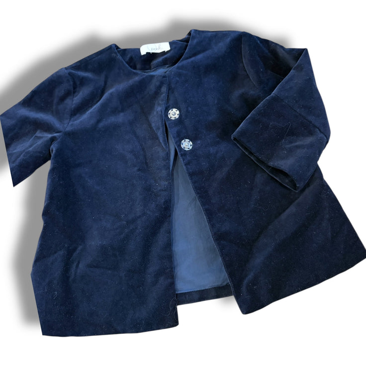 Size 3 Peek navy velvet snap up coat, tag missing Default Title / 3 / Girl