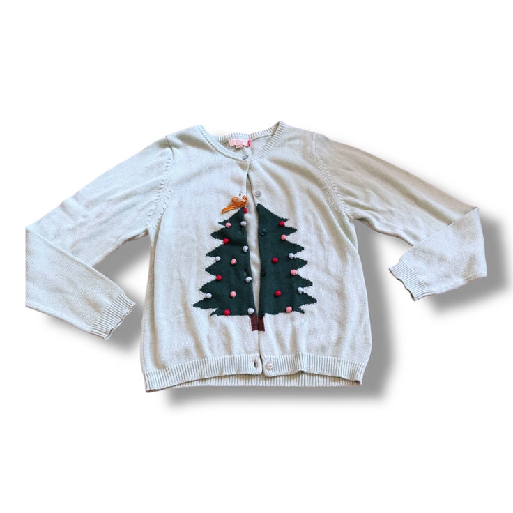 Size 14 Pink Chicken green Christmas tree button up knit sweater Default Title / 14 / Girl