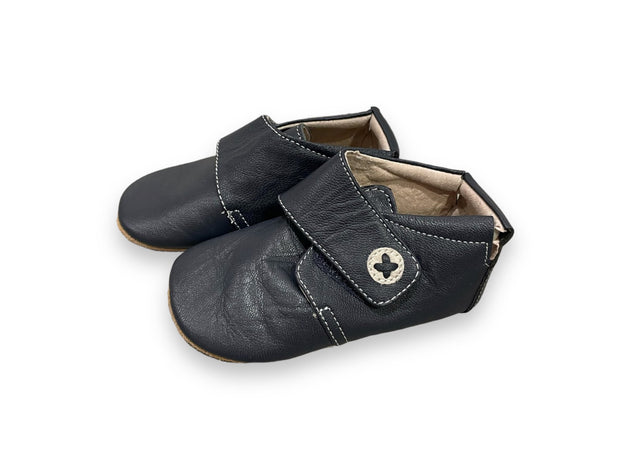 Size 12-18 month Livie & Luca navy leather velcro booties Default Title / 12-18 month / -