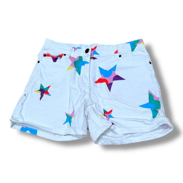 Size 14 Stella McCartney white denim shorts with multi color stars Default Title / 14 / Girl