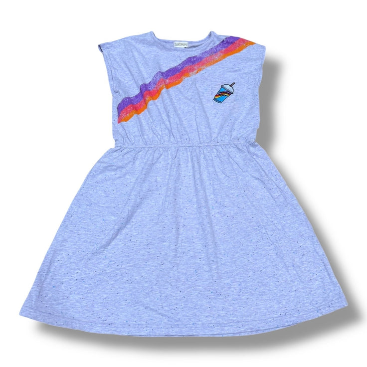 Size 14 Siaomini purple sleeveless dress with rainbow and applique with "unicorn water" Default Title / 14 / Girl