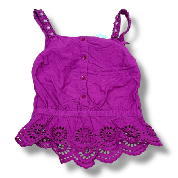 Size 14 Scotch and Soda purple tank top with eyelet bottom and gold flowers on strap Default Title / 14 / Girl