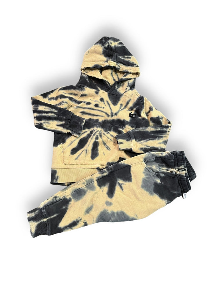 Size 4 Munster sweatshirt and sweatpants set black and yellow tie dye Default Title / 4 / Boy