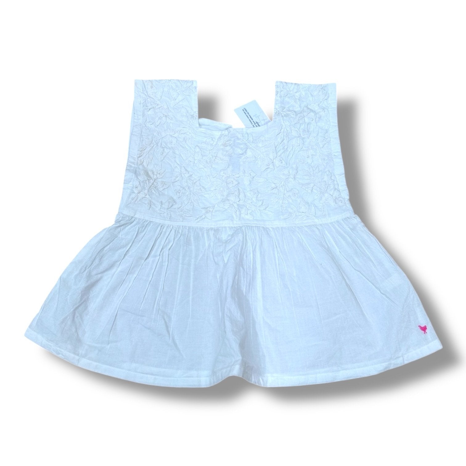 Size 14 Pink Chicken cream tank top with cream flower applique top NWOT Default Title / 14 / Girl