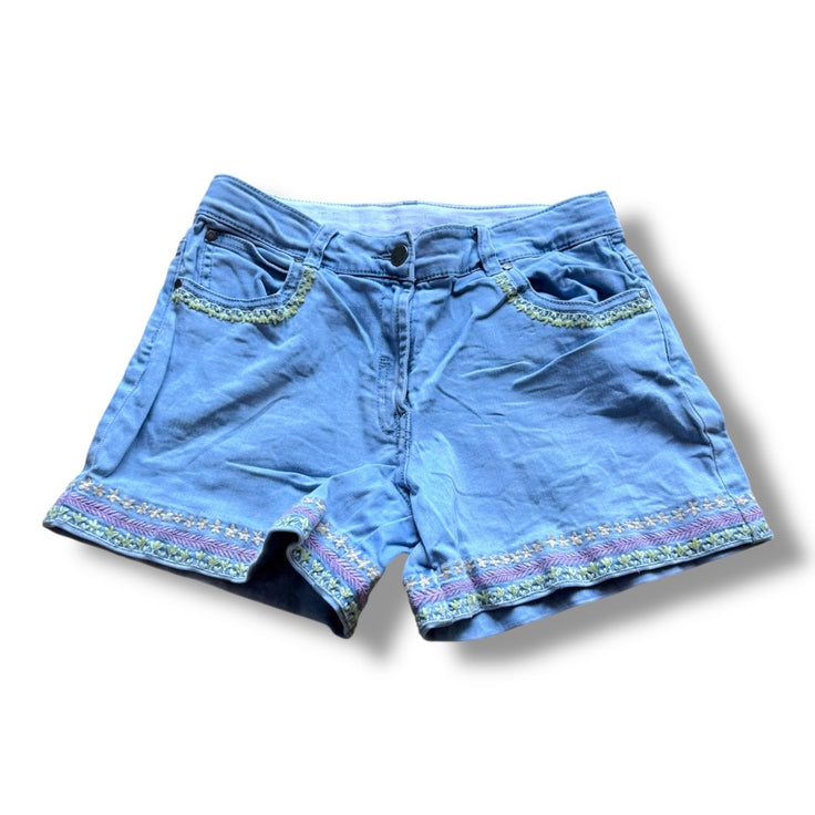 Size 14 Stella McCartney denim shorts with flower applique trim on bottom and around front pockets Default Title / 14 / Girl