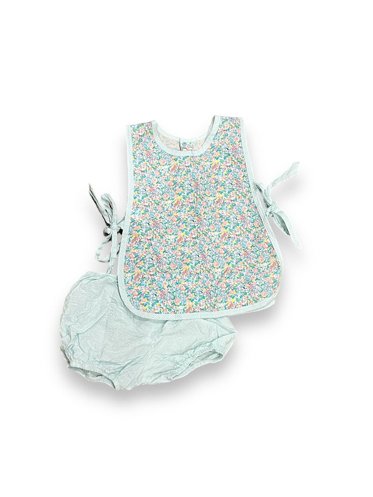 Size 3 Dondolo open floral top with ties and checked bloomers Default Title / 3 / Girl
