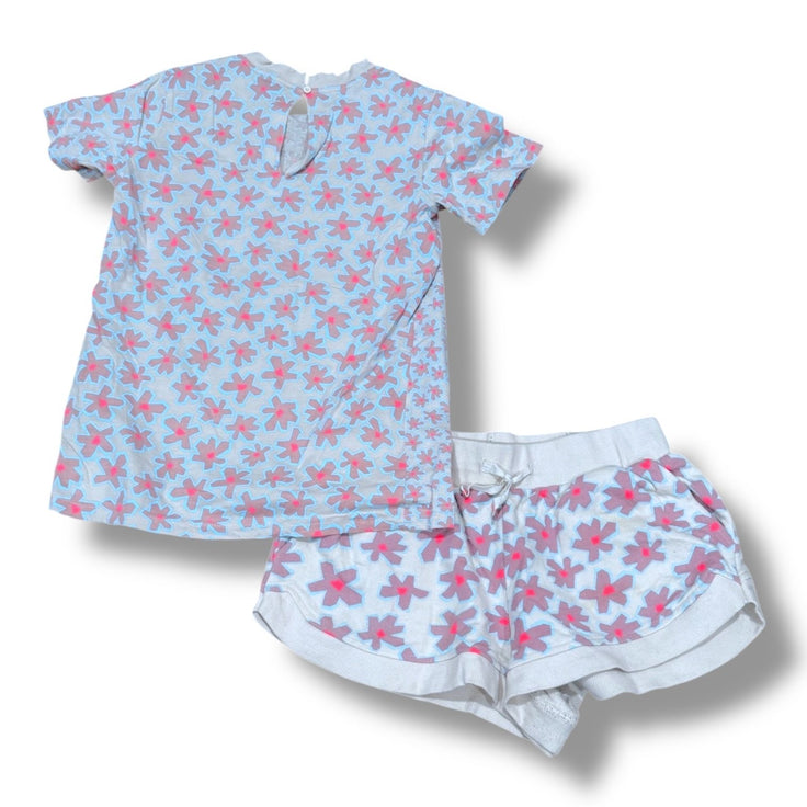 Size 14 Stella McCartney short set in tan with blue lined flowers Default Title / 14 / Girl
