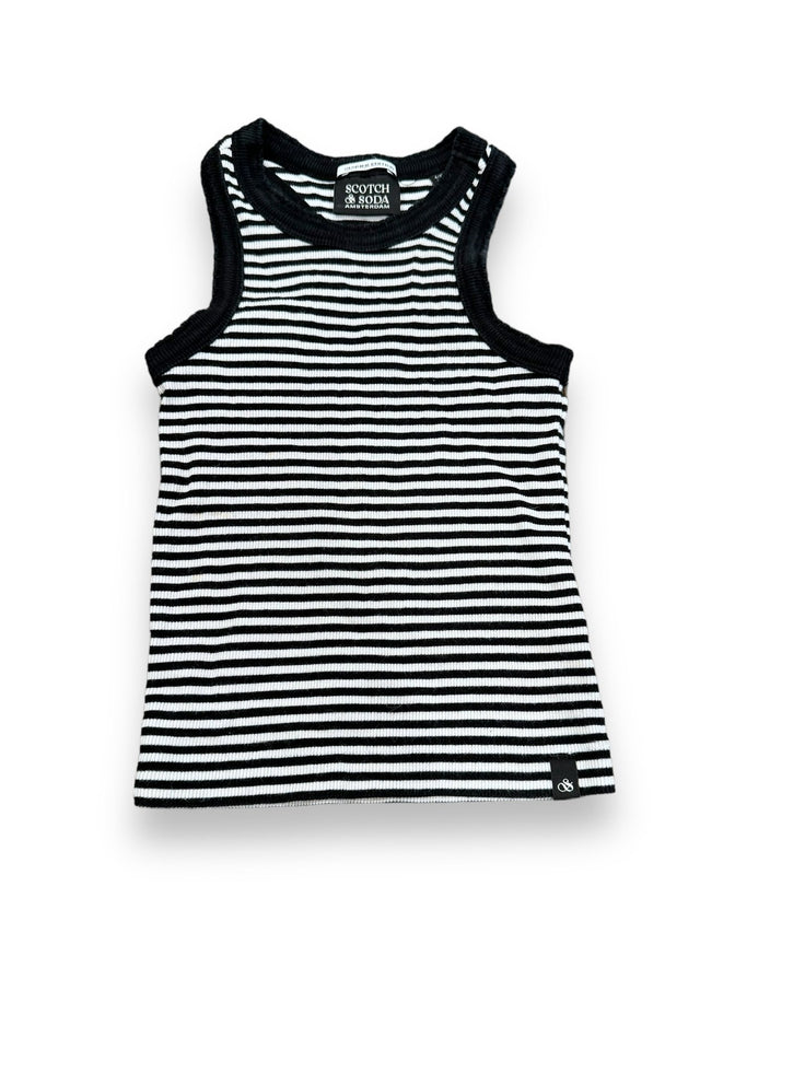 size 4 Scotch and Soda black and white stripe tank top with black trim Default Title / 4 / Girl