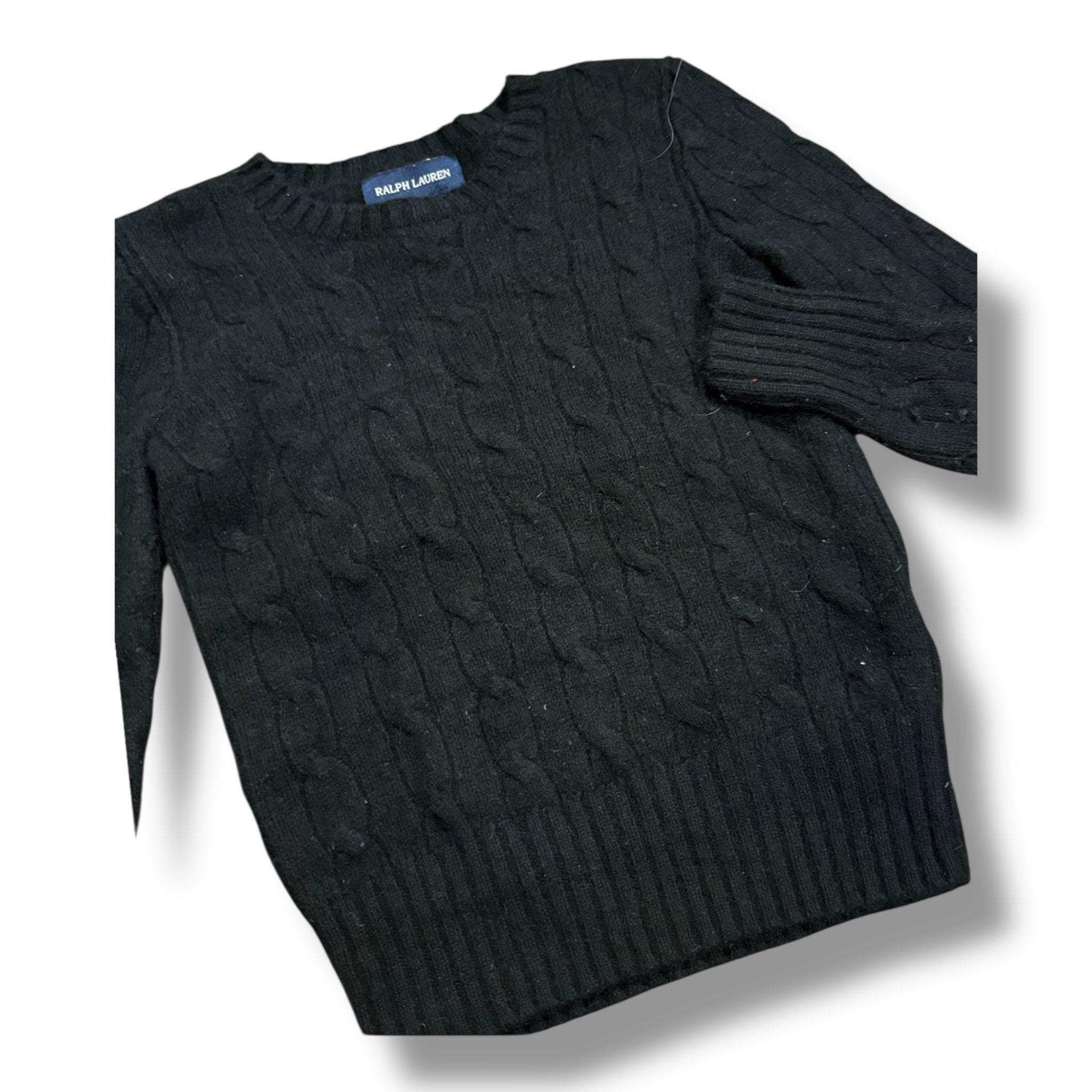 Size 7 Ralph Lauren black cashmere crewneck sweater Default Title / 7 / Boy