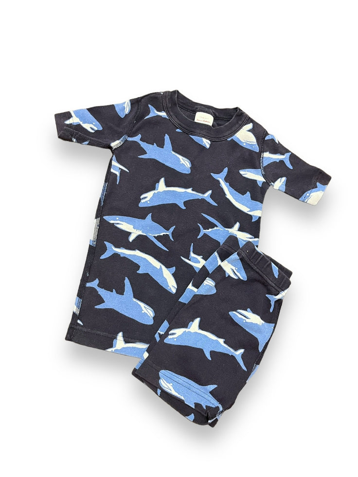 Size 5 Hanna Andersson navy shark short pajamas- significant wash fade Default Title / 5 / Boy