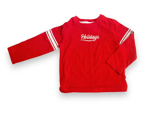 Size 18-24 month Janie and Jack red long sleeve "Holidays" shirt Default Title / 18-24 month / Boy