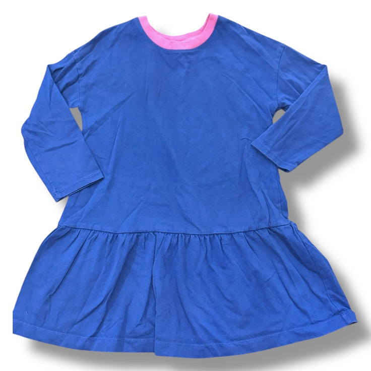 Size 5 Hanna Andersson long sleeve blue dress with purple collar trim Default Title / 5 / Girl