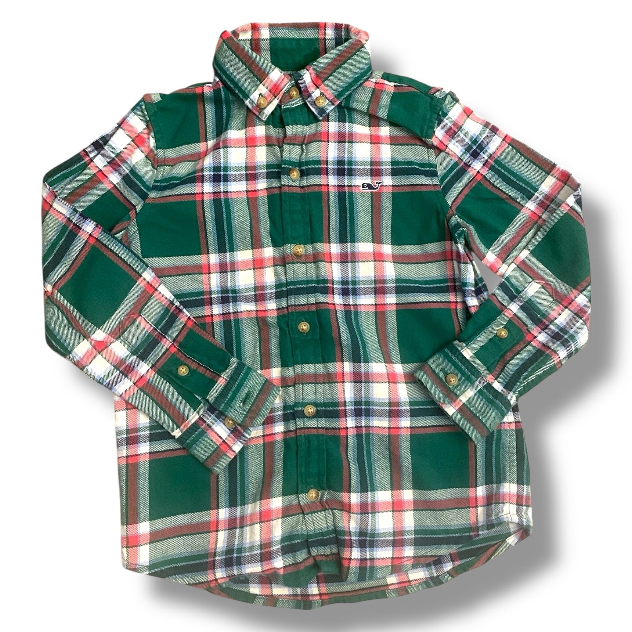 Size 5 Vineyard Vines green/white/red flannel button down Default Title / 5 / Boy
