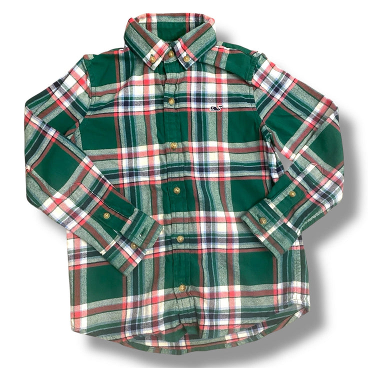 Size 5 Vineyard Vines green/white/red flannel button down Default Title / 5 / Boy
