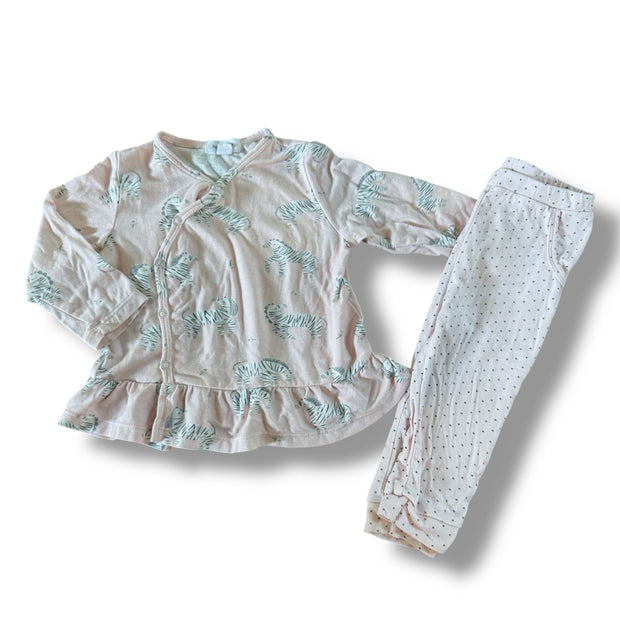 Size 3-6 month Angel Dear light pink snap top with zebras and light pink with polka dot pants Default Title / 3-6 month / Girl