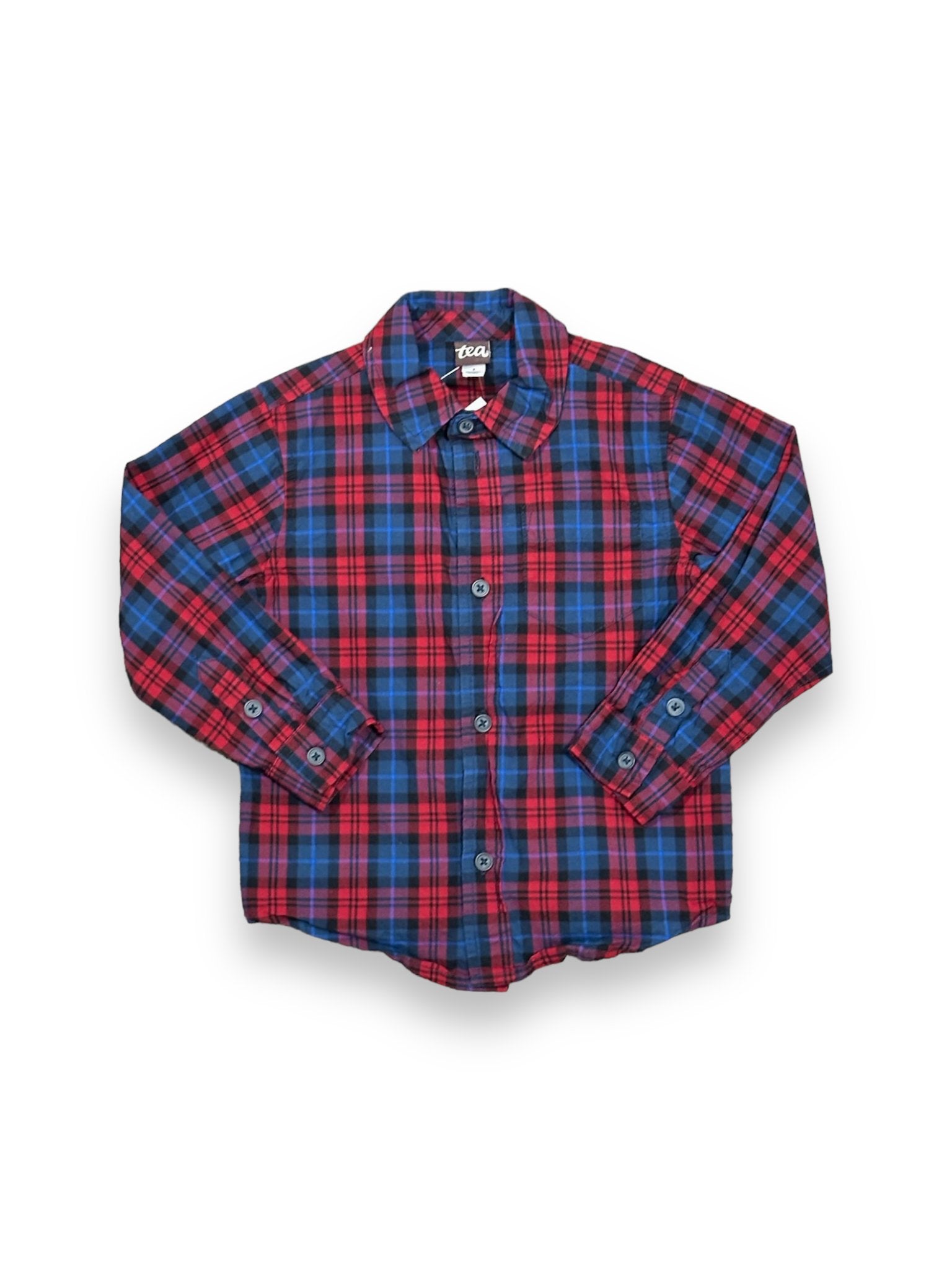 Size 3 Tea burgundy/navy plaid button up Default Title / 3 / Boy