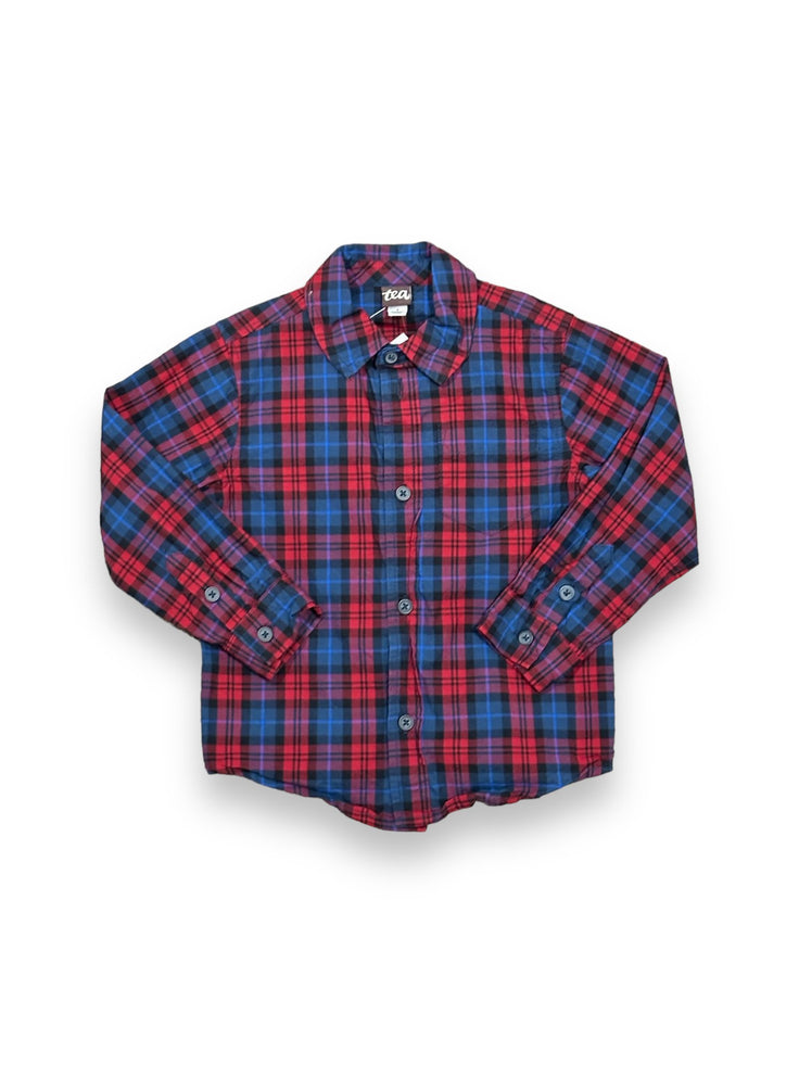 Size 3 Tea burgundy/navy plaid button up Default Title / 3 / Boy