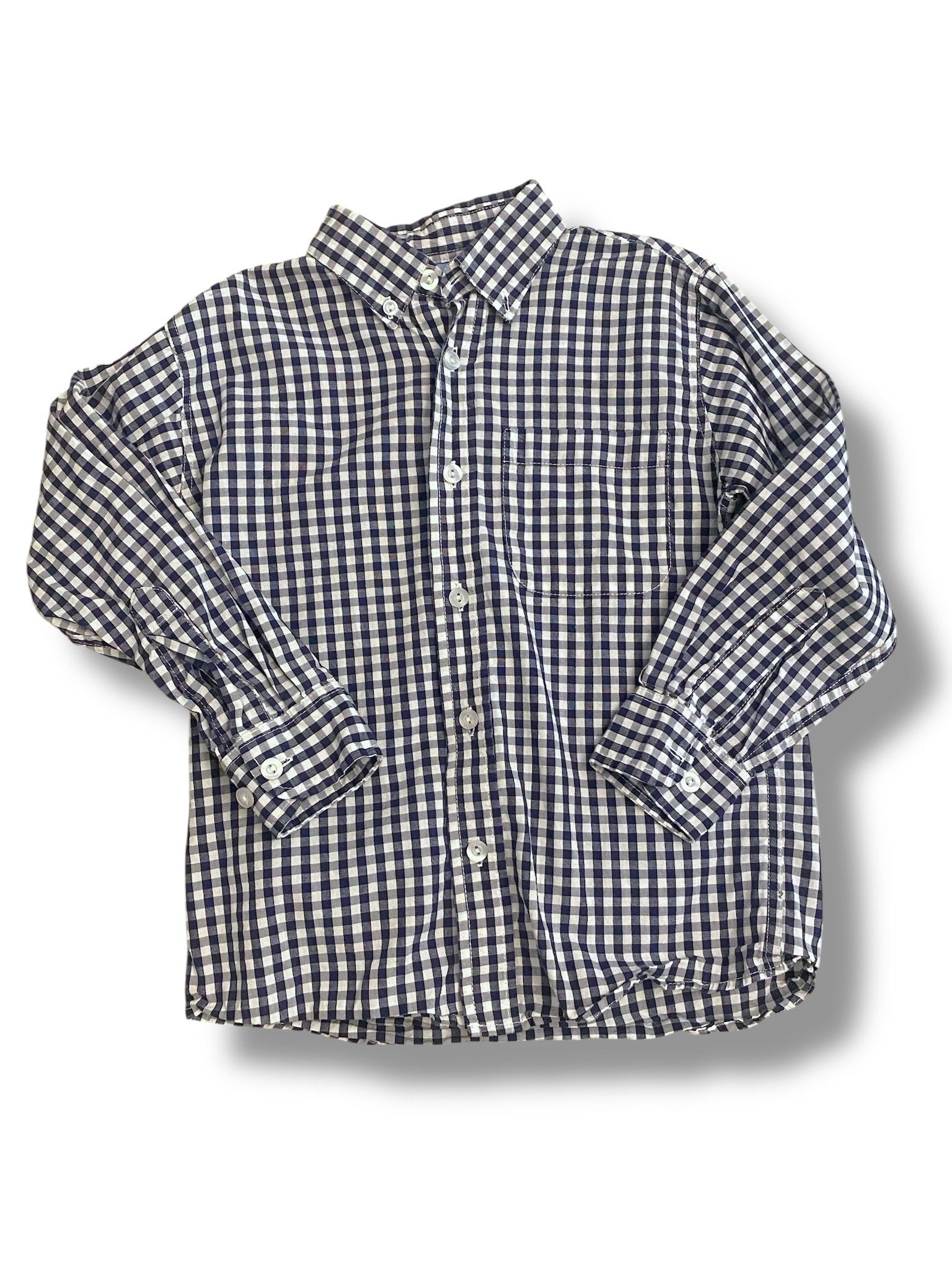Size 5 Bella Bliss navy and white gingham button up shirt Default Title / 5 / Boy