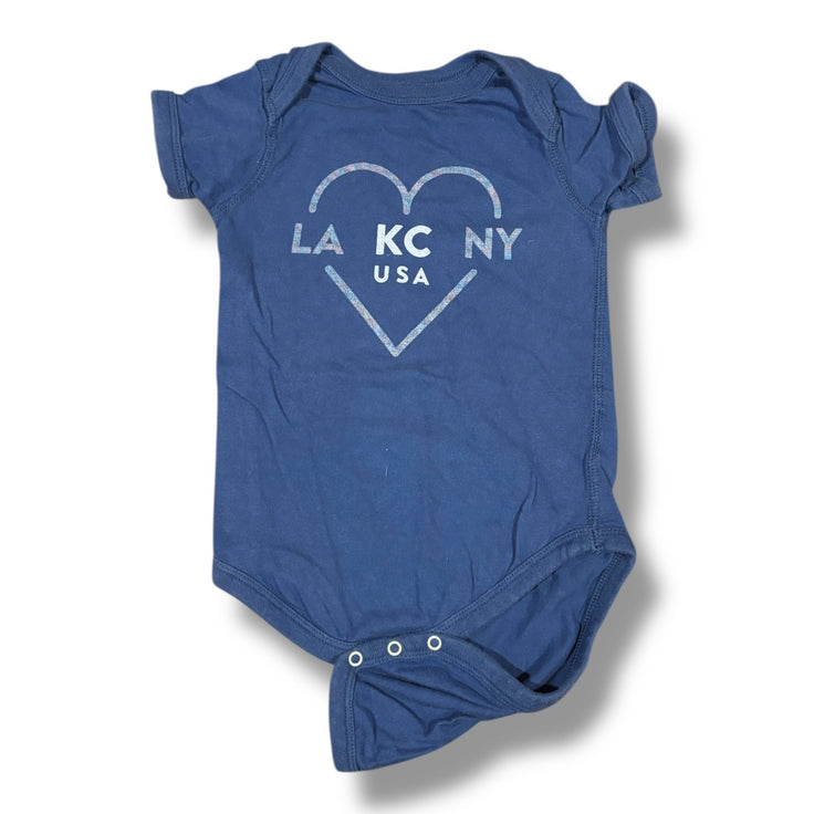 Size 18 month Ocean & Sea  royal blue onesie w/ LA KC NY heart Default Title / 18 month / -