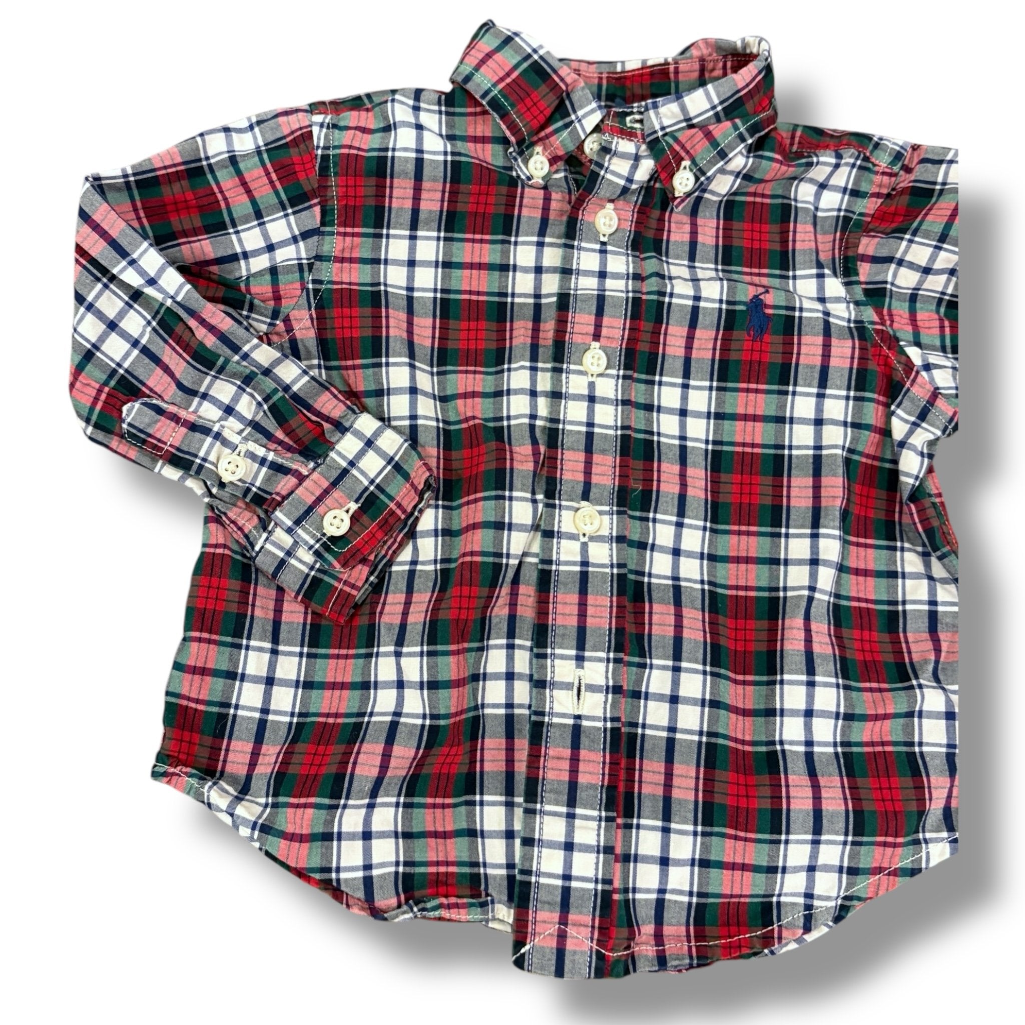 SIze 12 month Ralph Lauren red/green/navy/white plaid button up Default Title / 12 month / Boy