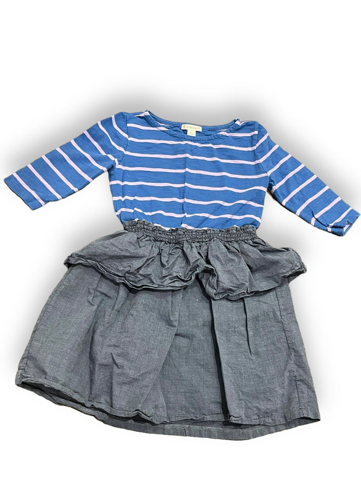 Size 5 Crewcuts Dress/ blue and purple stripe with chambray ruffle bottom Default Title / 5 / Girl