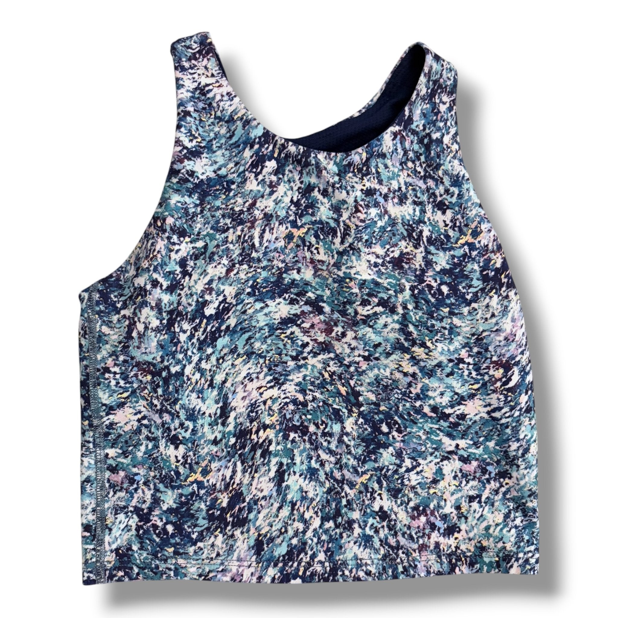 Size 8-10 Athleta blue/white/purple print racerback crop tank Default Title / 10-Aug / Girl